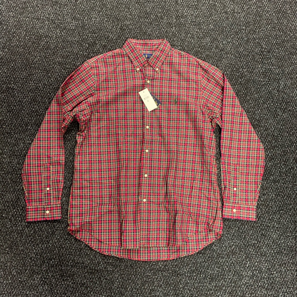 Ralph Lauren Red and Green Plaid Button-Up Shirt